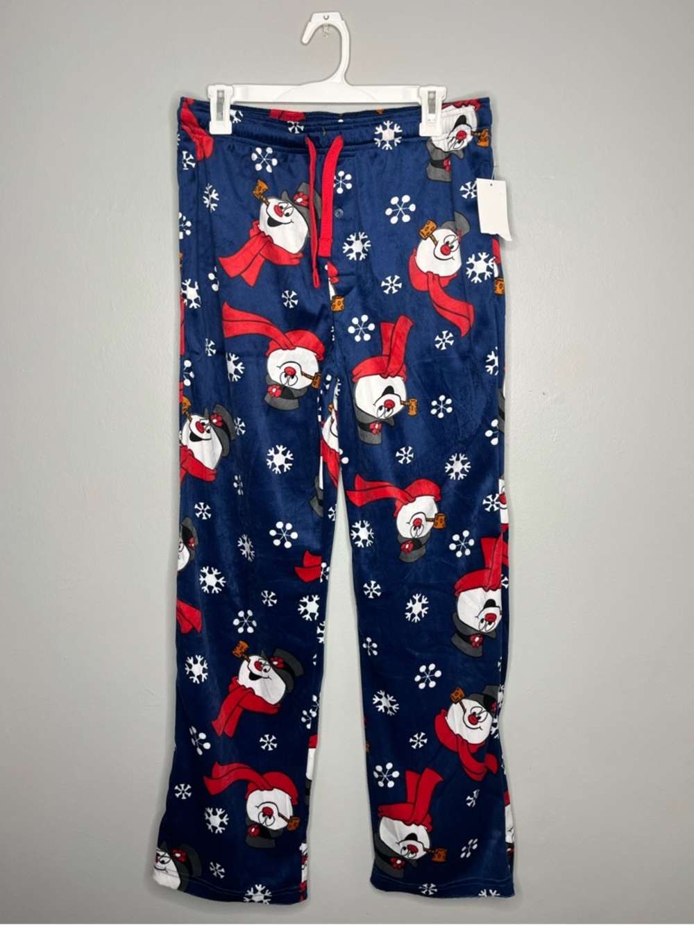 Navy Frosty the Snowman Snowflake Pajama Pants w Red Accents NWT Y